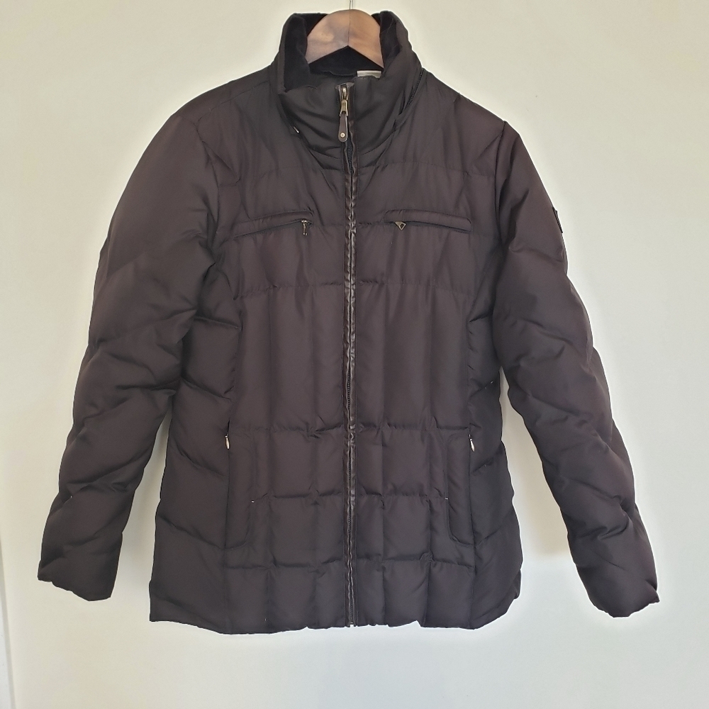 Larry Levine Black Puffer Coat Down Filled